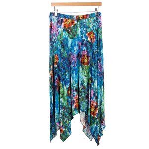 Spense Boho Maxi Skirt M Asymmetrical Colorful Stretch Floral Fairy Festival